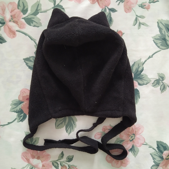 NWOT Black Fleece Cat Ears Hat Winter Toque - Picture 2 of 4